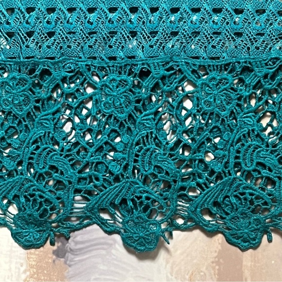 UMGEE Crochet Knit Tunic Cover-Up Womens L Boho Beach Hippie Turquoise Blue - Picture 4 of 16